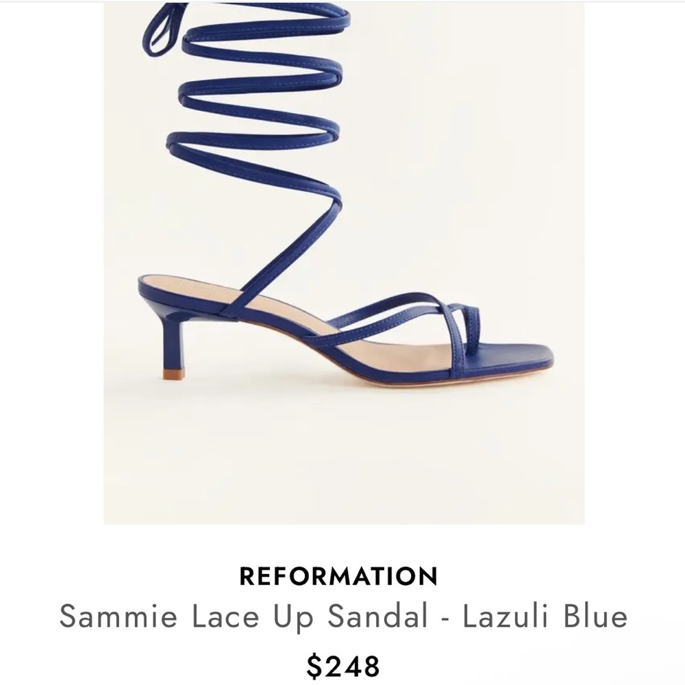 Reformation Royal Blue Sammie Lace Up Strappy Sandals - Picture 6 of 6
